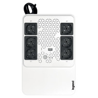 Vista frontale di LEGRAND UPS New Keor Multiplug con prese multiple e design compatto.